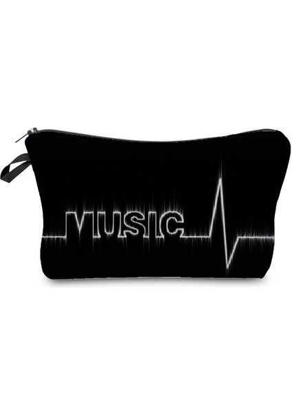 HZ7354 Müzik Organizatör Taşınabilir Kalem Kutusu Piyano Gitar Boyama Kadın Isı Transferi Müzik Notaları Baskı Makyaj Çantası (Yurt Dışından)