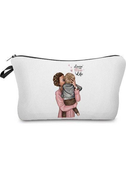 HZ3019 Mama Güzel Karikatür Süper Mama Baskı Anne ve Bebek Katlanır Kadın Rahat Işlevli Organizatör Makyaj Çantası (Yurt Dışından)