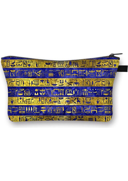 SAFRO-HZB15 Mısır Hiyeroglif Sembolleri Baskı Baskı Afrikalı Kadın Kız Ruj Seyahat Için Saklama Torbaları Neceser Makyaj Çantası (Yurt Dışından)