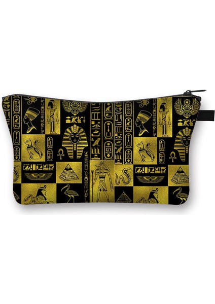 SAFRO-HZB15 Mısır Hiyeroglif Sembolleri Baskı Baskı Afrikalı Kadın Kız Ruj Seyahat Için Saklama Torbaları Neceser Makyaj Çantası (Yurt Dışından) fırsatları