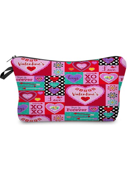 HZ7917 Tuvalet Sevgililer Günü Seyahat Organizatörü Kız Arkadaşı Hediye Yıkama Katlanabilir Çiçek Aşk Baskı Kadın Taşınabilir Makyaj Çantası (Yurt Dışından)