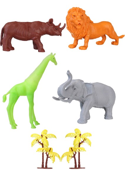 6 Parça Renkli Safari Hayvanları Figür Seti 13-16 cm SKU690