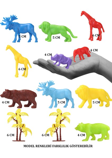24 Parça Renkli Mini Vahşi Hayvanlar Oyuncak Figür Seti 4-6 cm SKU669