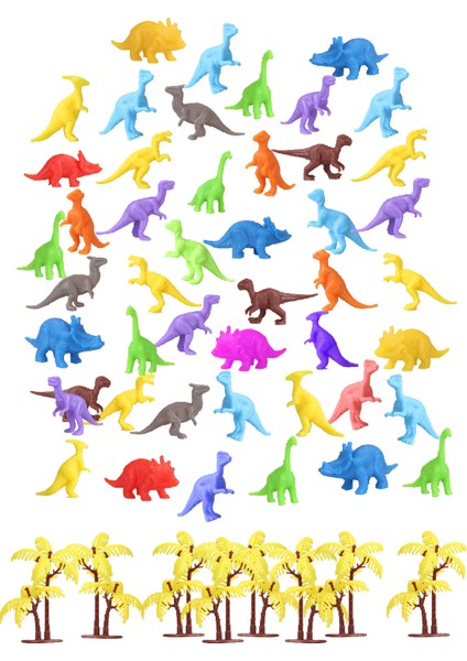 48 Parça Renkli Mini Dinozor Figür Seti 4-6 cm SKU683