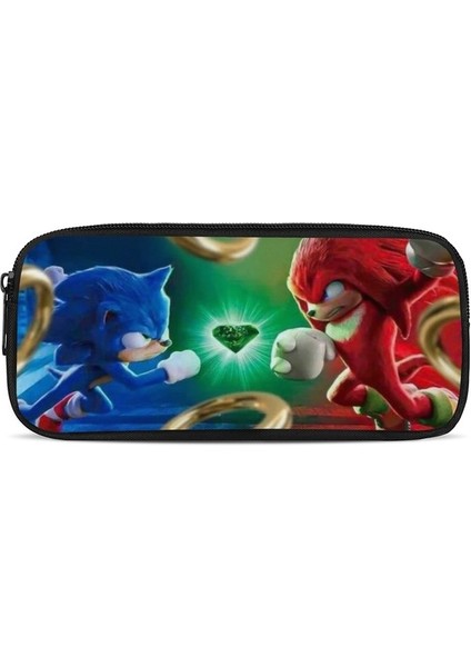 HY081415K Homdow Kalem Sonic Baskı Desen Kalem Kutusu Fermuarlı Dayanıklı Çocuklar ve Gençler Hediye Saklama Makyaj Çantası (Yurt Dışından)