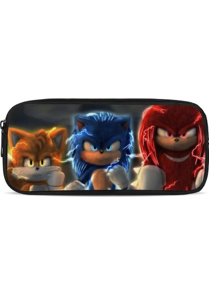 HY081415K Homdow Kalem Sonic Baskı Desen Kalem Kutusu Fermuarlı Dayanıklı Çocuklar ve Gençler Hediye Saklama Makyaj Çantası (Yurt Dışından)