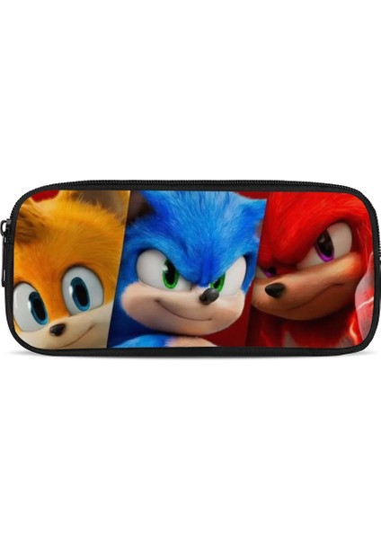 HY081415K Homdow Kalem Sonic Baskı Desen Kalem Kutusu Fermuarlı Dayanıklı Çocuklar ve Gençler Hediye Saklama Makyaj Çantası (Yurt Dışından)