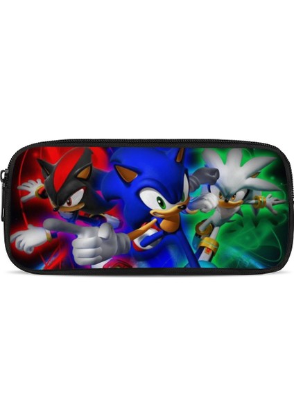 HY081415K Homdow Kalem Sonic Baskı Desen Kalem Kutusu Fermuarlı Dayanıklı Çocuklar ve Gençler Hediye Saklama Makyaj Çantası (Yurt Dışından)