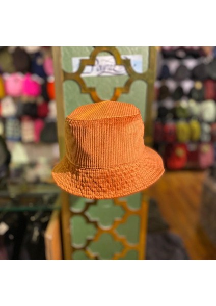 Salarticaret Unısex Turuncu Fitilli Kadife Şapka Kışlık Standart