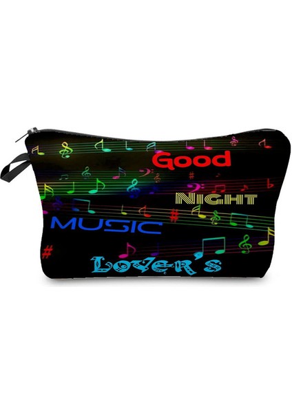 HZ7343 Müzik Organizatör Taşınabilir Kalem Kutusu Piyano Gitar Boyama Kadın Isı Transferi Müzik Notaları Baskı Makyaj Çantası (Yurt Dışından)