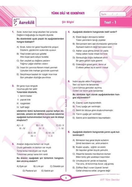 Güncel AYT Eşit Ağırlık Tüm Dersler Soru Bankası