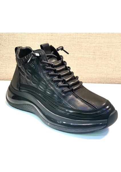 23K504-3 Erkek Deri Sneakers Siyah