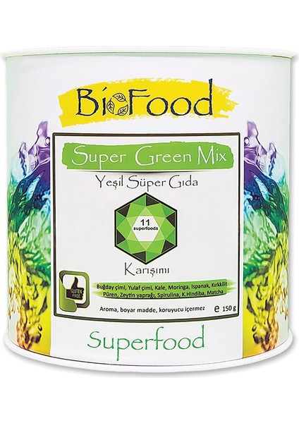 Super Green Mix Glutensiz Yeşil Sebze Karışımı İçecek Tozu 150 G