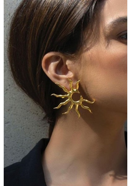 Güneş Figürlü Altın Renk Küpe fiyatları