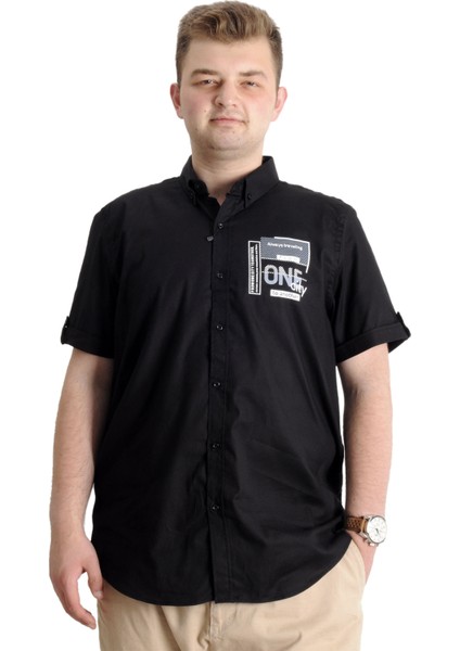 Erkek Büyük Beden Gabardin Gömlek One Cıty 23307 Siyah
