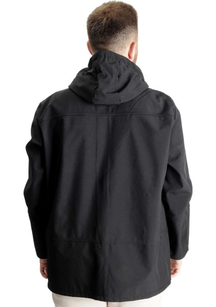 Erkek Softshell Parcalı Kapsonlu Mont 21235 Siyah