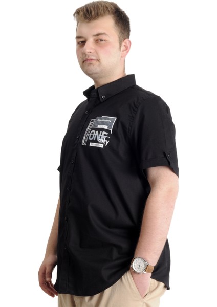 Erkek Büyük Beden Gabardin Gömlek One Cıty 23307 Siyah