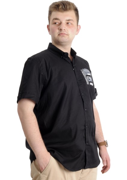 Erkek Büyük Beden Gabardin Gömlek One Cıty 23307 Siyah