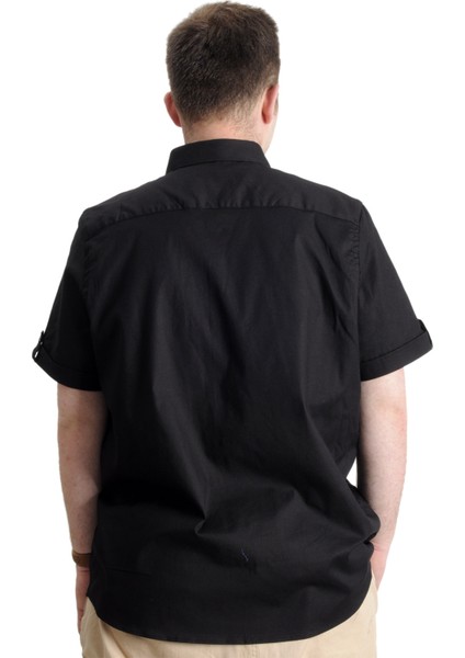 Erkek Büyük Beden Gabardin Gömlek One Cıty 23307 Siyah