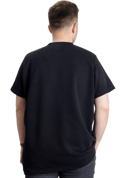 Büyük Beden Erkek T-Shirt Bisiklet Yaka Interlok 23162 Lacivert