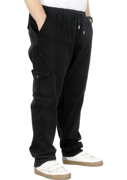 Büyük Beden Erkek Gabardin Kargo Jogger Pantolon Doğa 21928 Siyah fiyatları