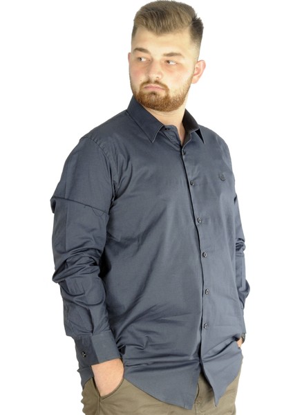 Büyük Beden Erkek Klasik Gömlek Likralı 20351 Antrasit fiyatları