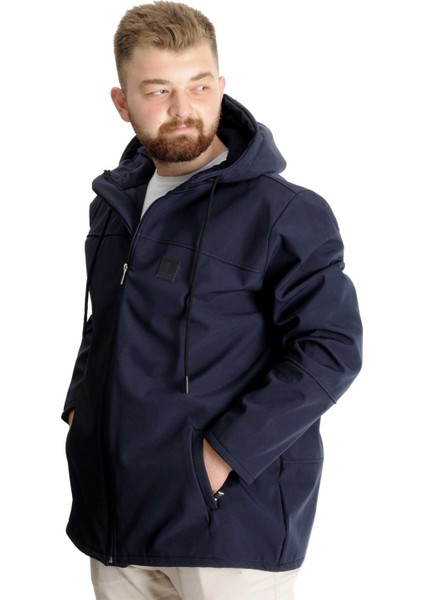 Erkek Softshell Parcalı Kapsonlu Mont 21235 Lacivert