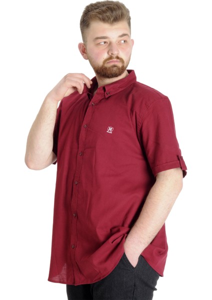 Mode Xl Büyük Beden Erkek Keten Likralı Gömlek 20393 Bordo fiyatları
