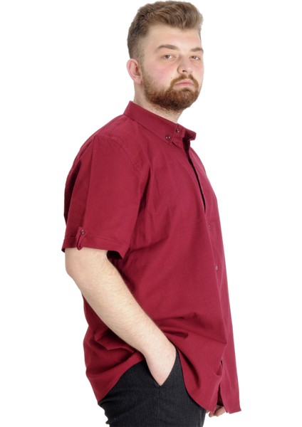 Mode Xl Büyük Beden Erkek Keten Likralı Gömlek 20393 Bordo modelleri