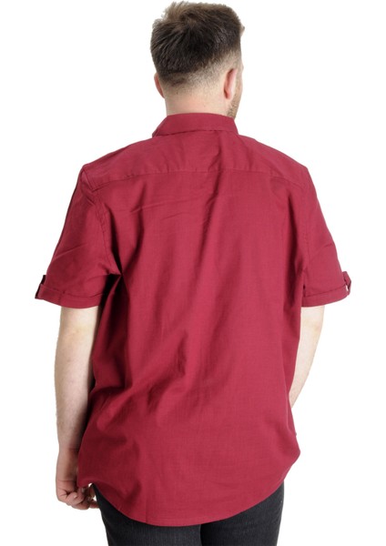 Mode Xl Büyük Beden Erkek Keten Likralı Gömlek 20393 Bordo fırsatları