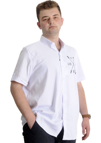 Erkek Büyük Beden Gabardin Gömlek Hustle 23306 Beyaz fiyatları