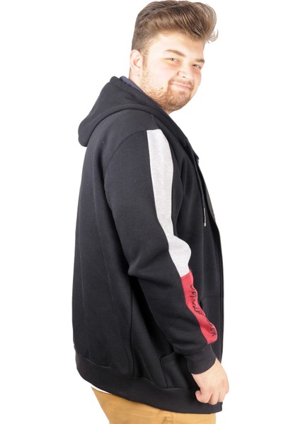 Erkek Sweat Kapşonlu Pieced Embroidered 21514 Lacivert