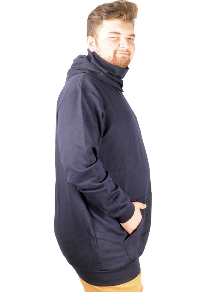 Büyük Beden Erkek Sweatshirt Arm Mask 21505 Lacivert