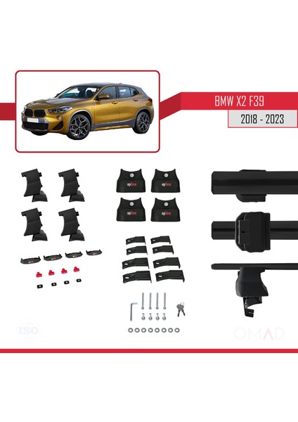 Bmw X2 (F39) 2018 ve Sonrası ile Uyumlu Ace-4 Ara Atkı Tavan Barı Siyah
