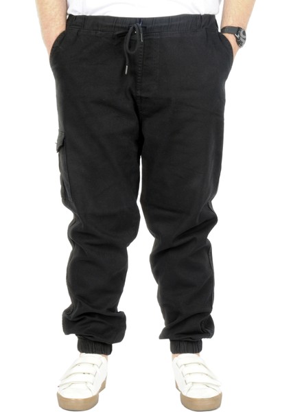 Büyük Beden Erkek Gabardin Kargo Jogger Pantolon Doğa 21927 Siyah