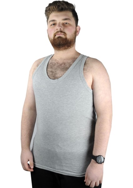 Büyük Beden Erkek Atlet Bisiklet Yaka 6340 Gri Melanj