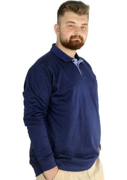 Erkek Uzun Kol Polo Cepli Interlok M 22460 Indigo