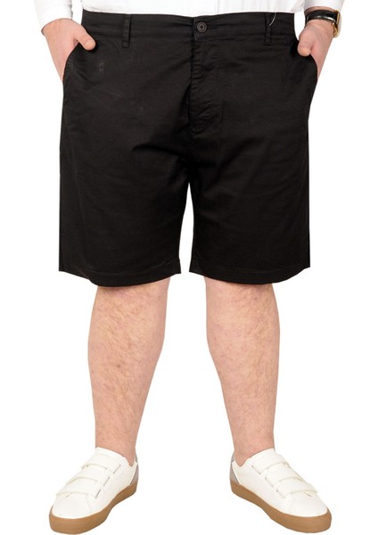 Kapri Yancep Nice Classic Büyük Beden Erkek Şort Siyah Rahat Kesim Yazlık