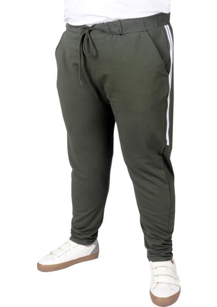 Mode Xl Büyük Beden Eşofman Altı Darpaça Stripe 22509 Haki