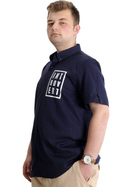 Erkek Büyük Beden Gabardin Gömlek Introvert 23304 Lacivert fiyatları