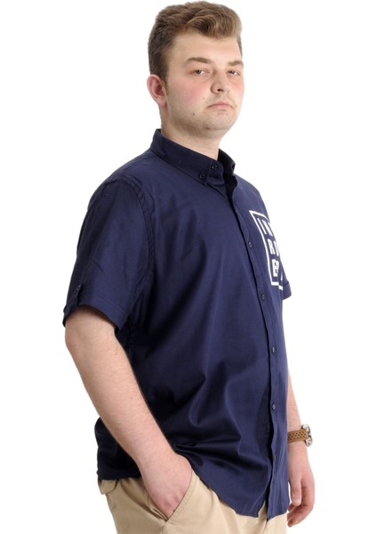 Erkek Büyük Beden Gabardin Gömlek Introvert 23304 Lacivert modelleri