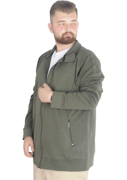 Buyuk Beden Erkek Hırka Fermuarlı Stell Dik Yaka 20571 Haki fiyatları