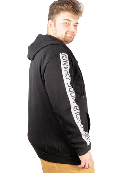 Erkek Sweat Kapşonlu Pieced Arm 21515 Siyah modelleri