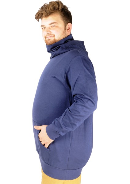 Büyük Beden Erkek Sweatshirt Arm Mask 21505 Indigo modelleri