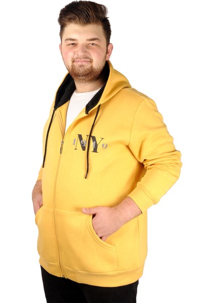 Erkek Sweat Kapşonlu 1919NY 21516 Hardal