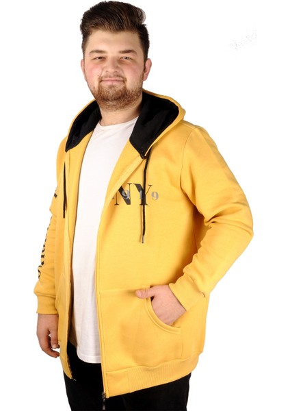 Erkek Sweat Kapşonlu 1919NY 21516 Hardal