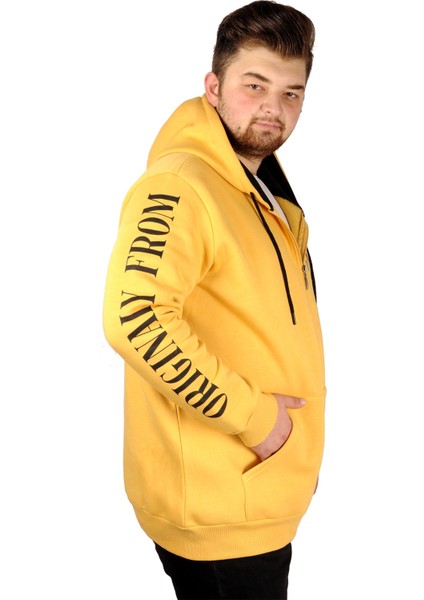 Erkek Sweat Kapşonlu 1919NY 21516 Hardal