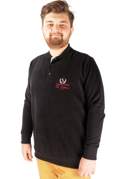 Erkek Sweat Polo Selanik Young Rich 20444 Siyah