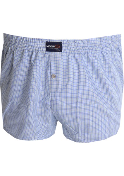 Mode Xl Büyük Beden Erkek Boxer Desenli Poplin 6348 Indigo