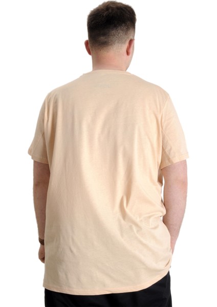 Mode Xl Büyük Beden Erkek Tshirt Bisiklet Yaka Basic 20031 Bej